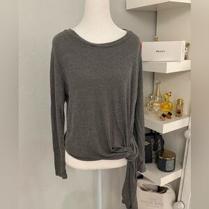 Astr Charcoal Long Sleeve Blouse